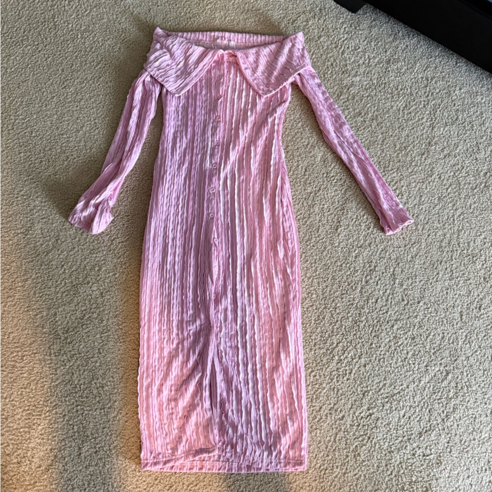 SHEIN Pink Off-Shoulder Midi Dress
